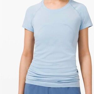 LULULEMON Swiftly Tech Short Sleeve Shirt 2.0 Blue Linen Size 8